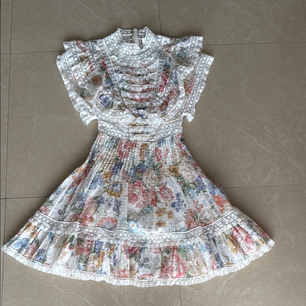 Zimmermann floral lace tiered mini dress size 0P | coquette girl, romantic